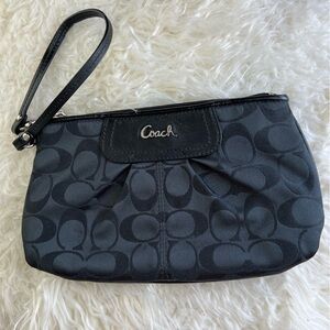 Coach Black Signature Wristlet Pouch